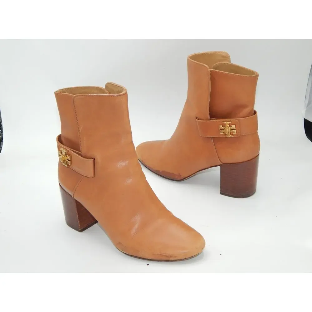 Tory Bruch Kira Tan Leather Boot Size 7.5